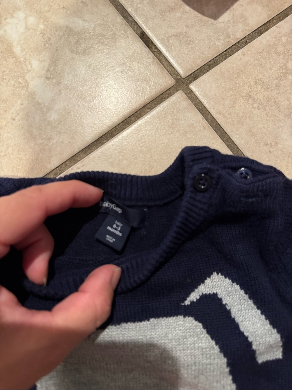 GAP Navy Crewneck Sweater with Light Gray Pattern